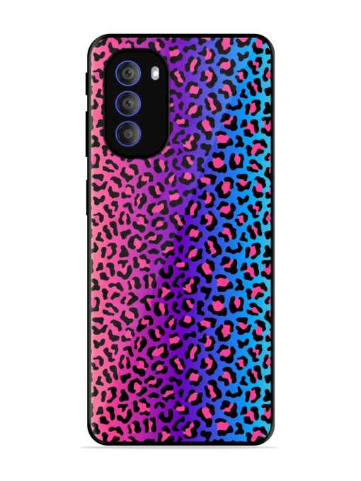 Colorful Leopard Seamless Glossy Metal Phone Cover for Motorola Moto G51 (5G) Zapvi