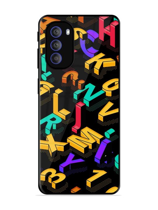 Seamless Pattern With Letters Glossy Metal Phone Cover for Motorola Moto G51 (5G)