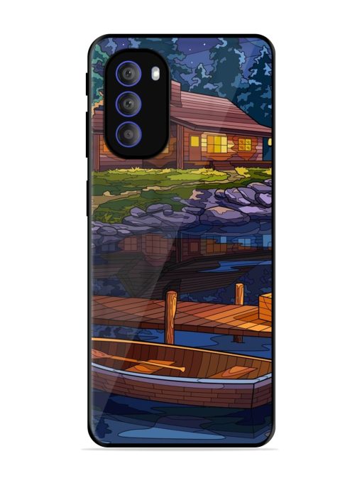 Village Night Scene Glossy Metal Phone Cover for Motorola Moto G51 (5G)