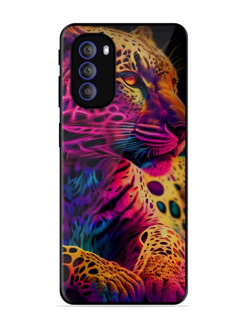 Leopard Art Glossy Metal Phone Cover for Motorola Moto G51 (5G)