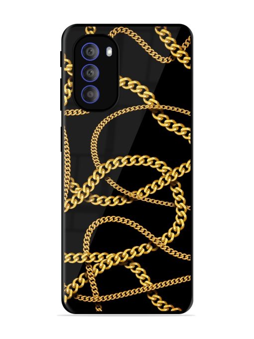 Decorative Golde Chain Glossy Metal Phone Cover for Motorola Moto G51 (5G) Zapvi