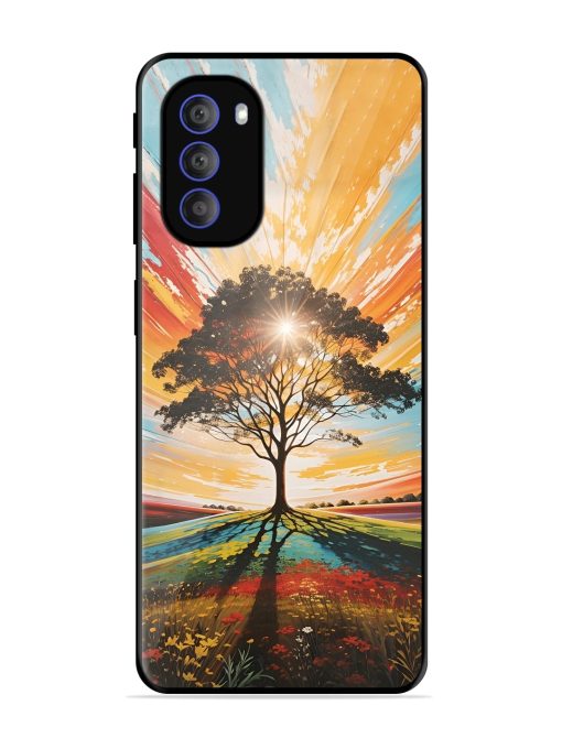 Abstract Tree Colorful Art Glossy Metal Phone Cover for Motorola Moto G51 (5G) Zapvi