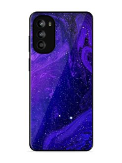 Galaxy Acrylic Abstract Art Glossy Metal Phone Cover for Motorola Moto G52