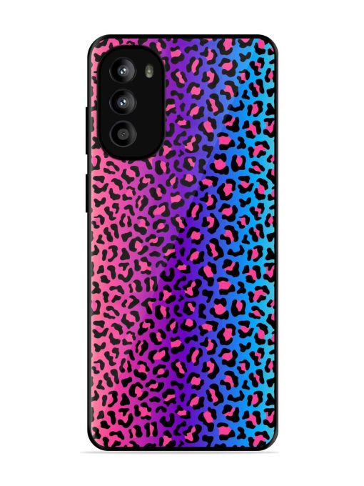 Colorful Leopard Seamless Glossy Metal Phone Cover for Motorola Moto G52 Zapvi