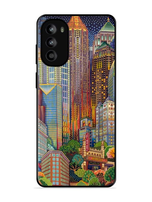 Cityscapes Art Glossy Metal Phone Cover for Motorola Moto G52