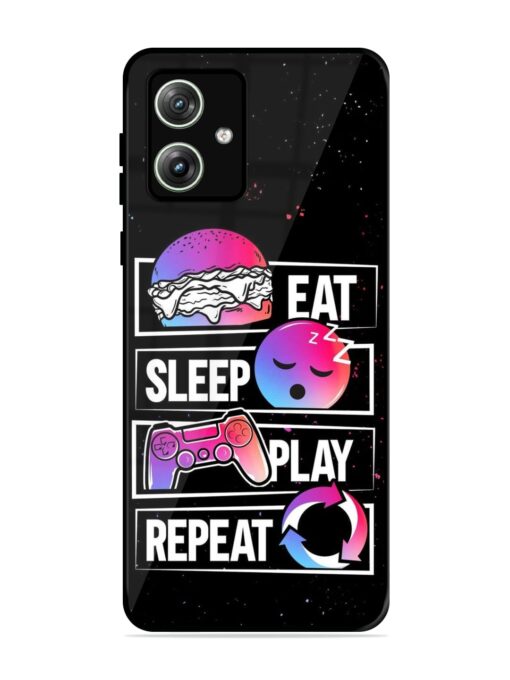 Eat Sleep Play Repeat Glossy Metal Phone Cover for Motorola Moto G64 (5G) Zapvi