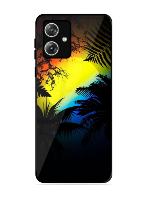 Colorful Sunset With Palm Trees Glossy Metal Phone Cover for Motorola Moto G64 (5G)