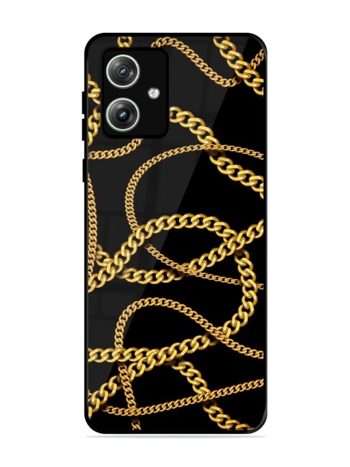 Decorative Golde Chain Glossy Metal Phone Cover for Motorola Moto G64 (5G)