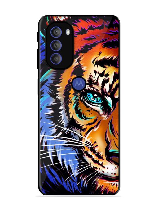 Colorful Lion Art Glossy Metal Phone Cover for Motorola Moto G71 (5G) Zapvi