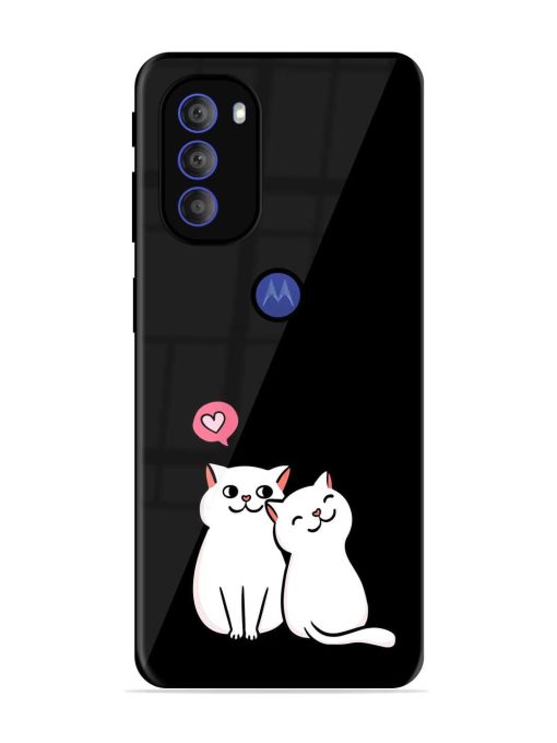 Cat Love Glossy Metal Phone Cover for Motorola Moto G71 (5G)