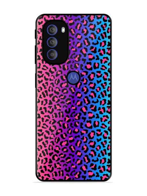 Colorful Leopard Seamless Glossy Metal Phone Cover for Motorola Moto G71 (5G)