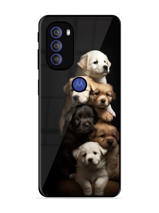 Cute Baby Dogs Glossy Metal Phone Cover for Motorola Moto G71 (5G)