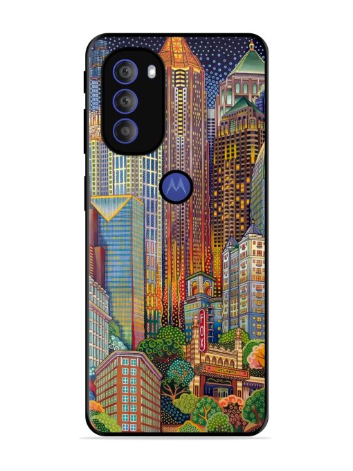 Cityscapes Art Glossy Metal Phone Cover for Motorola Moto G71 (5G)