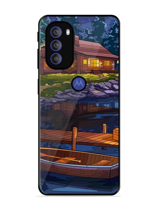 Village Night Scene Glossy Metal Phone Cover for Motorola Moto G71 (5G)