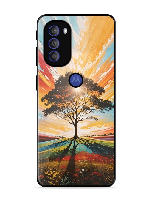 Abstract Tree Colorful Art Glossy Metal Phone Cover for Motorola Moto G71 (5G) Zapvi