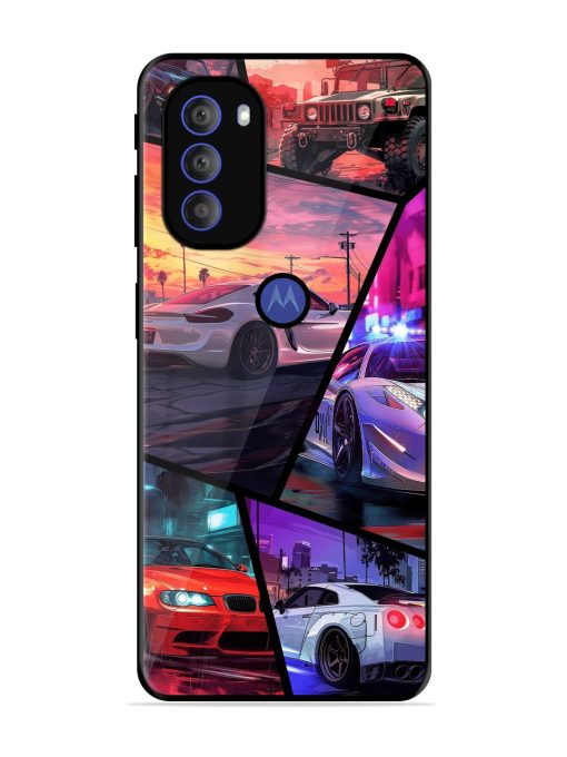 Ride In Pixels Glossy Metal Phone Cover for Motorola Moto G71 (5G)