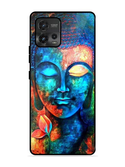 Buddha Painting Glossy Metal Phone Cover for Motorola Moto G72 Zapvi