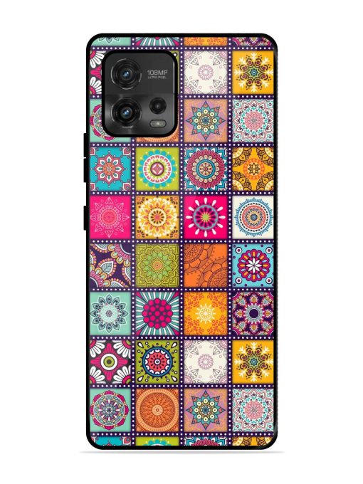 Seamless Pattern Vintage Glossy Metal Phone Cover for Motorola Moto G72 Zapvi