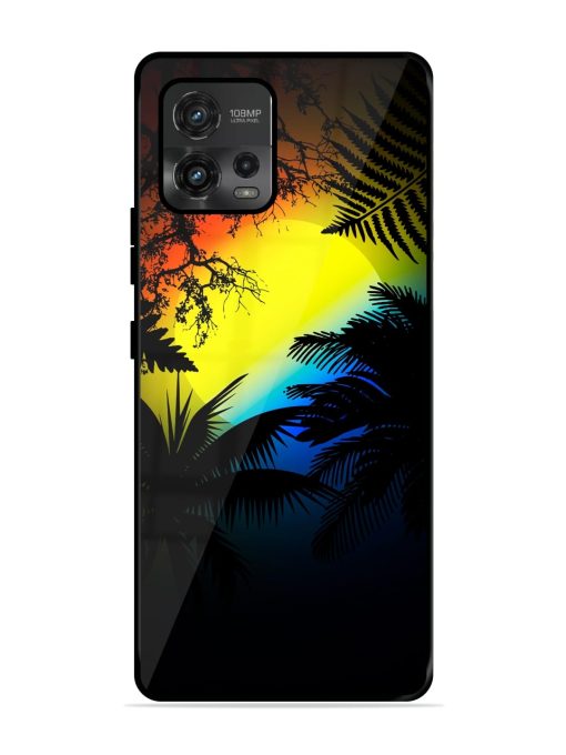 Colorful Sunset With Palm Trees Glossy Metal Phone Cover for Motorola Moto G72 Zapvi