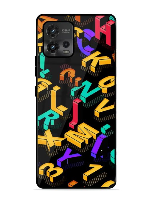 Seamless Pattern With Letters Glossy Metal Phone Cover for Motorola Moto G72 Zapvi