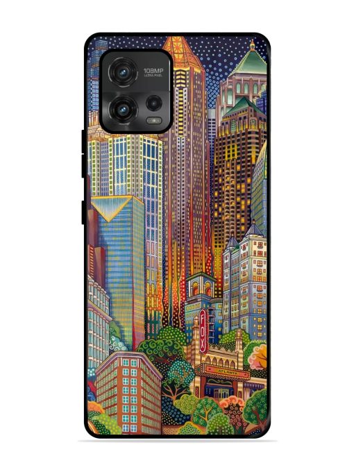 Cityscapes Art Glossy Metal Phone Cover for Motorola Moto G72