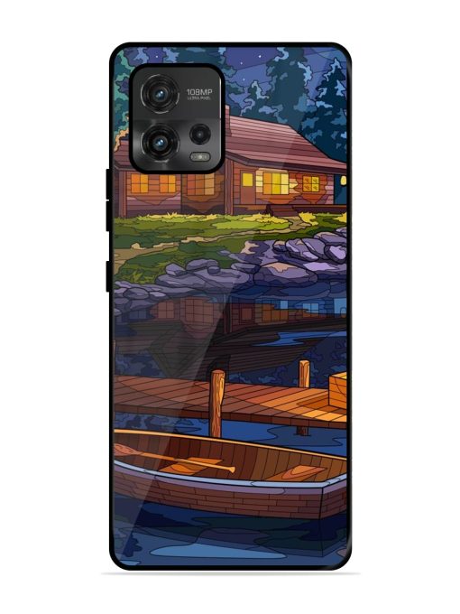 Village Night Scene Glossy Metal Phone Cover for Motorola Moto G72