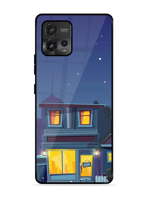 Vector Night House Glossy Metal Phone Cover for Motorola Moto G72