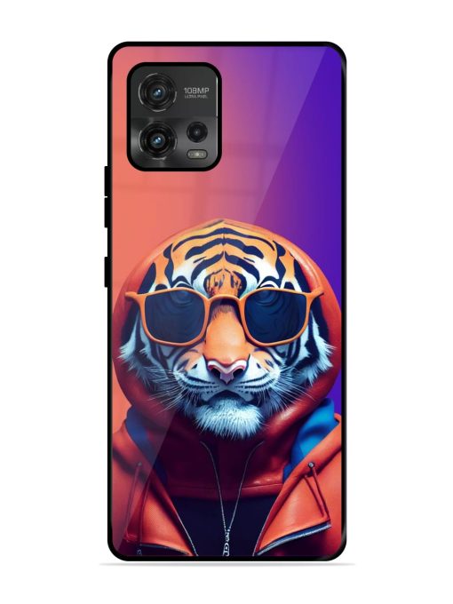 Tiger Animation Glossy Metal Phone Cover for Motorola Moto G72