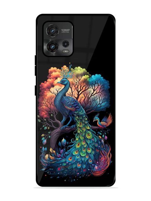 Peacock Tree Art Glossy Metal Phone Cover for Motorola Moto G72