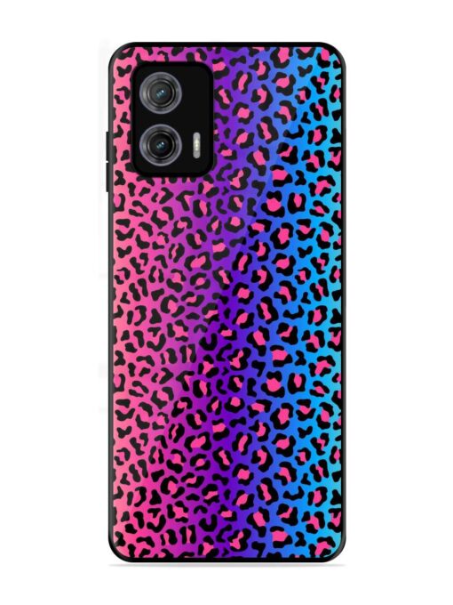 Colorful Leopard Seamless Glossy Metal Phone Cover for Motorola Moto G73 (5G)