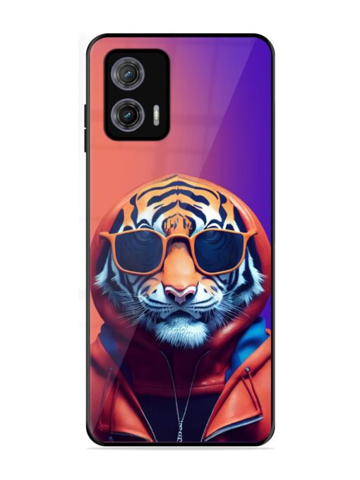 Tiger Animation Glossy Metal Phone Cover for Motorola Moto G73 (5G) Zapvi