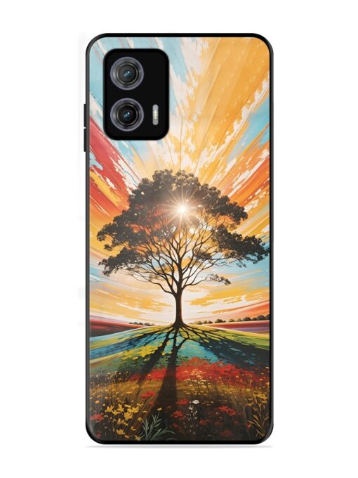 Abstract Tree Colorful Art Glossy Metal Phone Cover for Motorola Moto G73 (5G) Zapvi