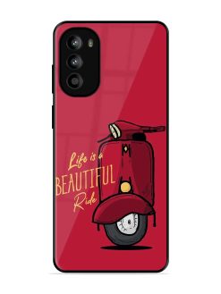 Life Is Beautiful Rides Glossy Metal Phone Cover for Motorola Moto G82 (5G)