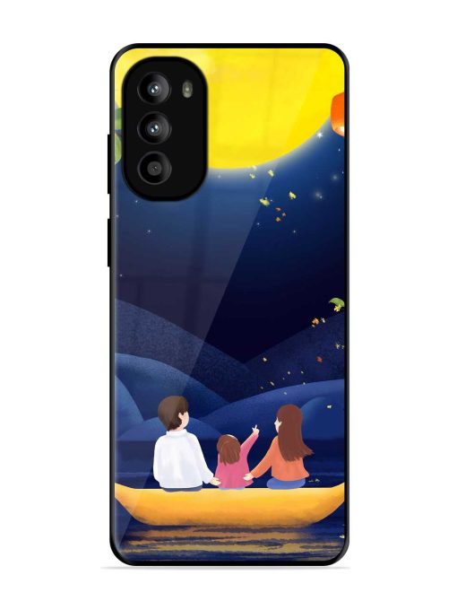 Happy Family And Beautiful View Glossy Metal Phone Cover for Motorola Moto G82 (5G)