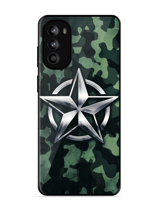 Indian Army Star Design Glossy Metal Phone Cover for Motorola Moto G82 (5G)