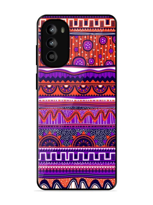 Ethnic Seamless Pattern Glossy Metal TPU Phone Cover for Motorola Moto G82 (5G)