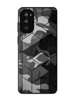 Hexagonal Pattern Glossy Metal Phone Cover for Motorola Moto G82 (5G)