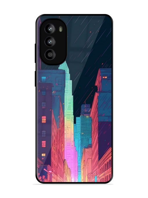 Minimal City Art Glossy Metal Phone Cover for Motorola Moto G82 (5G)