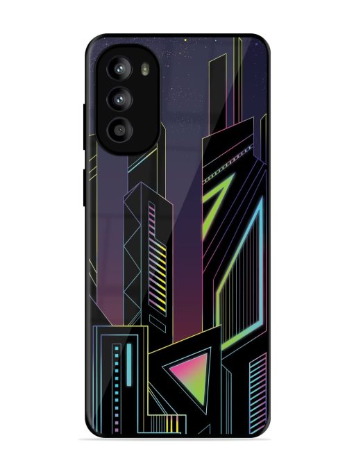 Neon Dreamscape Glossy Metal Phone Cover for Motorola Moto G82 (5G)