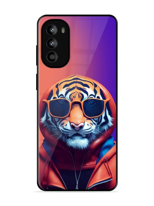 Tiger Animation Glossy Metal Phone Cover for Motorola Moto G82 (5G) Zapvi