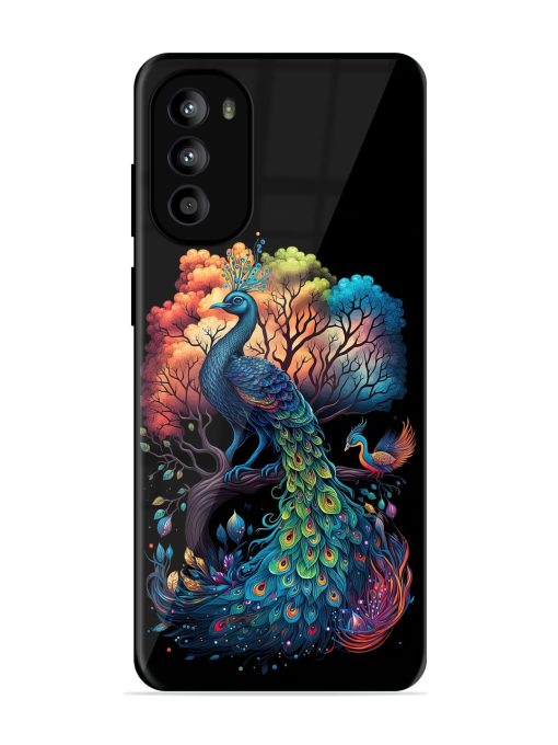 Peacock Tree Art Glossy Metal Phone Cover for Motorola Moto G82 (5G)