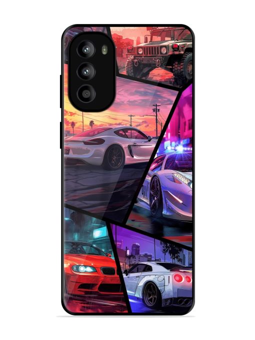 Ride In Pixels Glossy Metal Phone Cover for Motorola Moto G82 (5G)