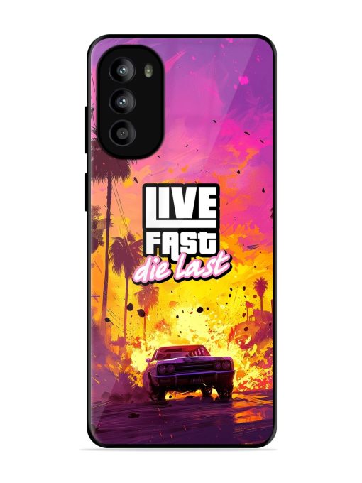 Live Fast Glossy Metal Phone Cover for Motorola Moto G82 (5G)