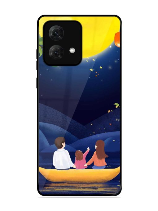 Happy Family And Beautiful View Glossy Metal Phone Cover for Motorola Moto G84 (5G)