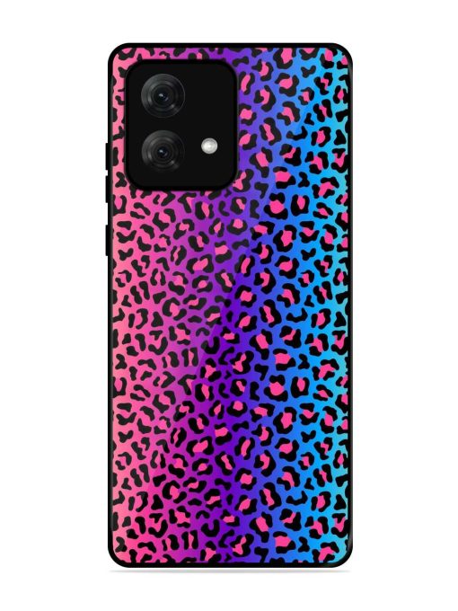 Colorful Leopard Seamless Glossy Metal Phone Cover for Motorola Moto G84 (5G)