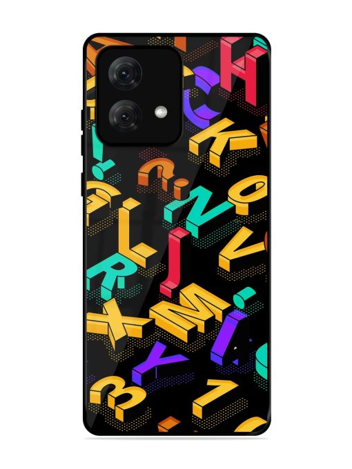 Seamless Pattern With Letters Glossy Metal Phone Cover for Motorola Moto G84 (5G) Zapvi