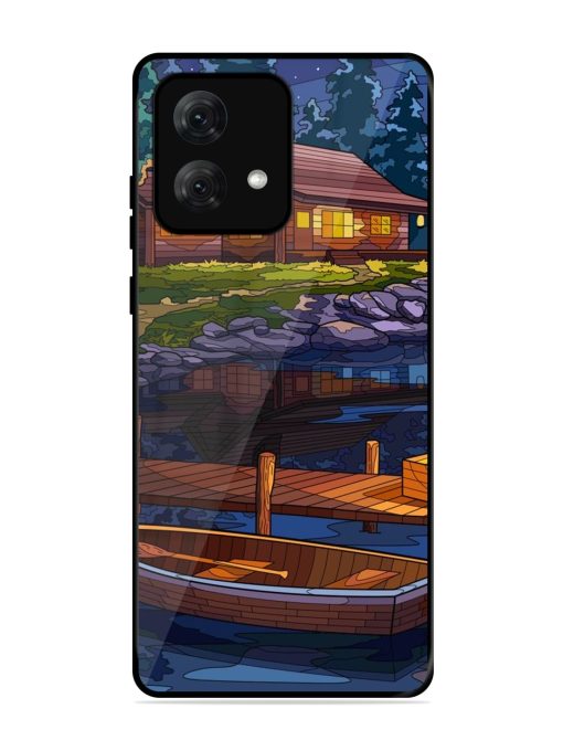 Village Night Scene Glossy Metal Phone Cover for Motorola Moto G84 (5G)