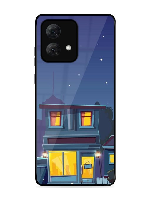 Vector Night House Glossy Metal Phone Cover for Motorola Moto G84 (5G) Zapvi