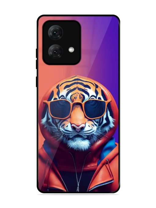 Tiger Animation Glossy Metal Phone Cover for Motorola Moto G84 (5G) Zapvi