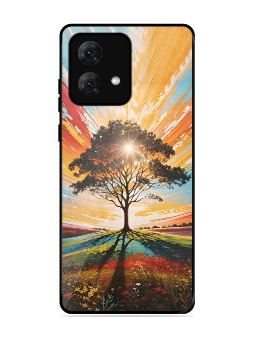 Abstract Tree Colorful Art Glossy Metal Phone Cover for Motorola Moto G84 (5G)